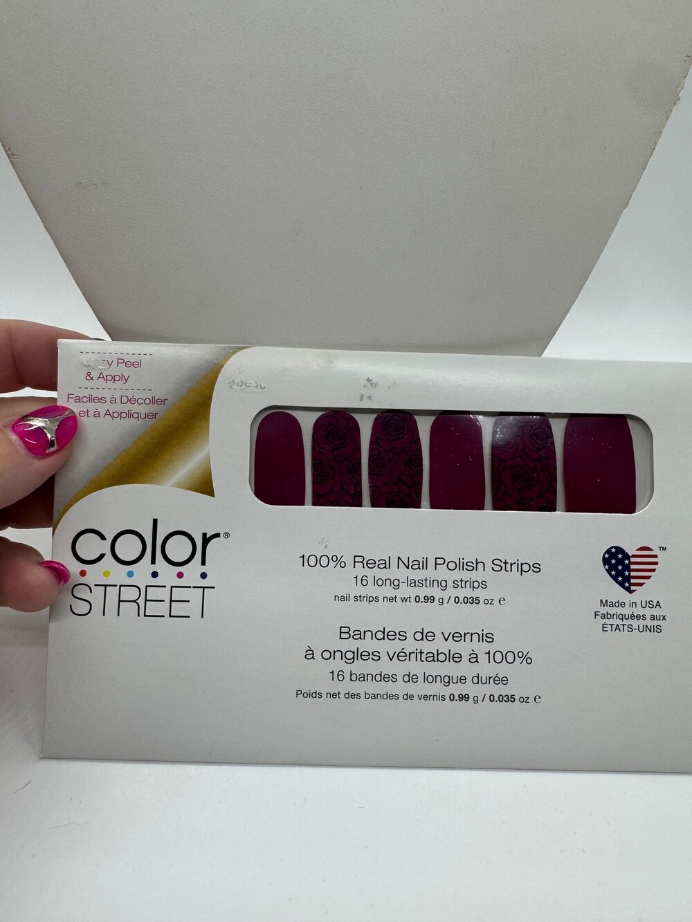 Color Street 100% Real Nail Polish Strips 16 Pack Rose Goes Color